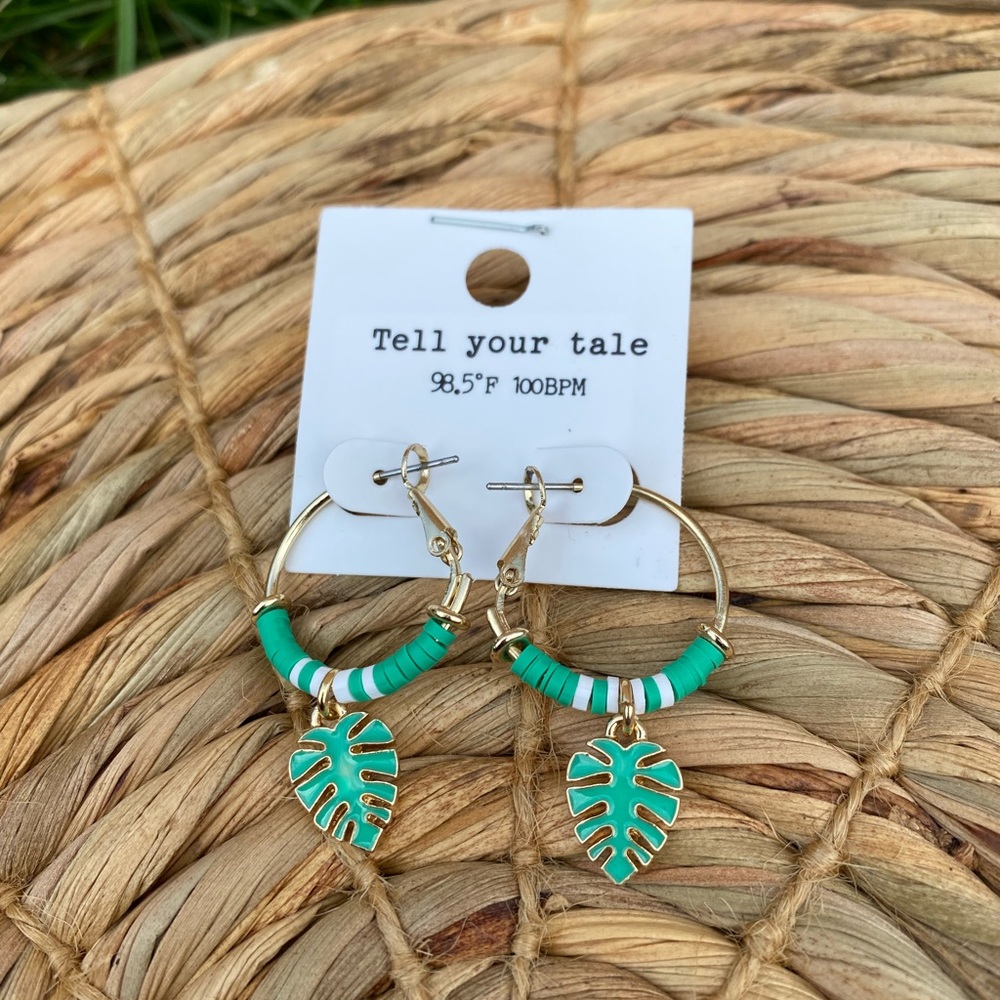 Monstera Leaf Hoop Earrings